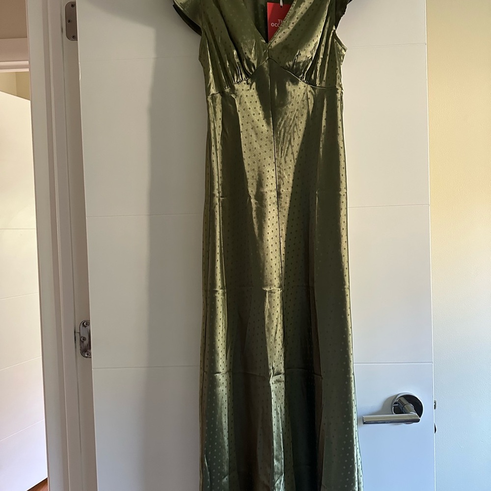 Old Navy Satin Olive Maxi Dress